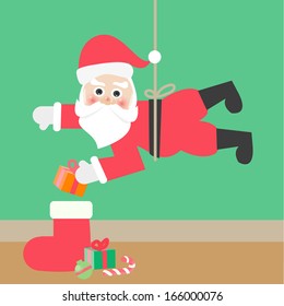 Santa Claus send gift  - vector 