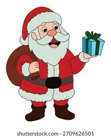 Santa Claus sending gift vector