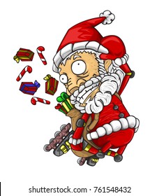Santa claus sends gifts to celebrate christmas day. vector and illustration