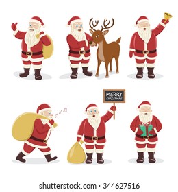 Santa Claus Set. Character design. Vector Illustration.