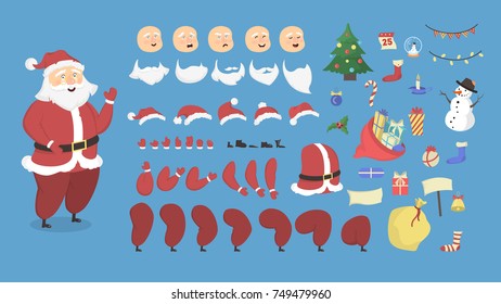 Santa Claus set. Character kit with emotions and poses.