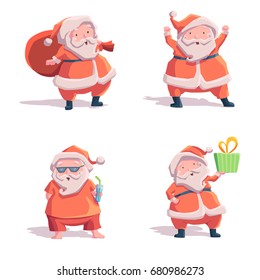 Santa Claus. Set of Characters. Can be used for Christmas greeting card, background, poster. Vector illustration.