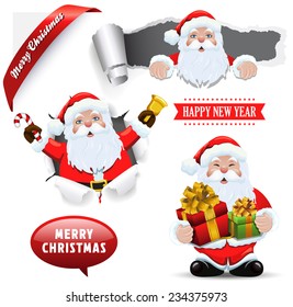 Santa Claus set with Christmas elements. 