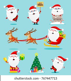 Santa claus set. Christmas. Vector illustration.