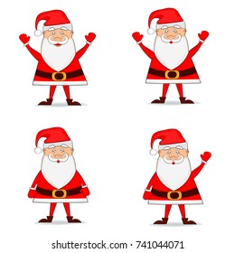 Santa Claus set. Collection isolated Santa Claus in cartoon style.
