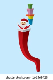 Santa Claus set doing actions for use in advertising, presentations, brochures, documents, forms, etc.