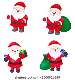 
Santa Claus set giving out gifts