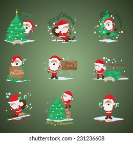 Santa Claus Set - Isolated On Background - Vector Illustration, Graphic Design Editable For Your Design 