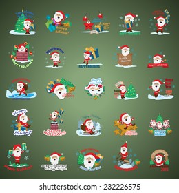 Santa Claus Set - Isolated On Background - Vector Illustration, Graphic Design Editable For Your Design
