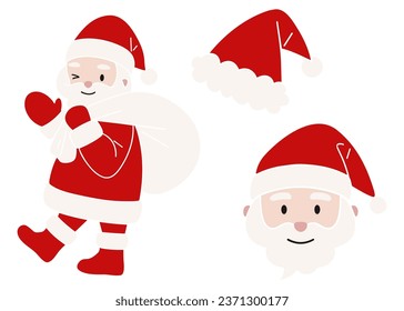 Santa Claus set material, Christmas decorations, vector