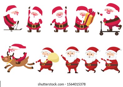 Santa claus set vector illustration on white background merry christmas