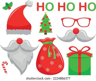 Santa Claus set, vector illustration.