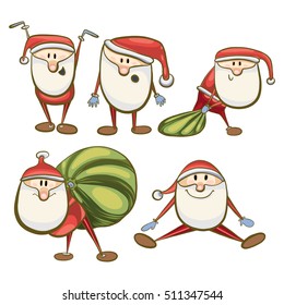Santa claus, set vector illustration 