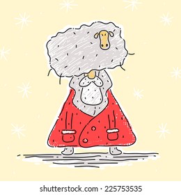 Santa Claus and sheep