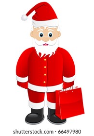 Santa Claus with shopping bag - vector illustration