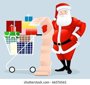 Santa Claus shopping with letter