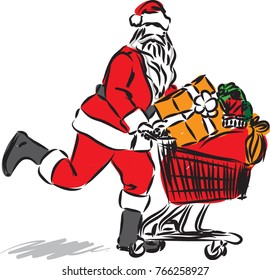 santa claus shopping vector illustration