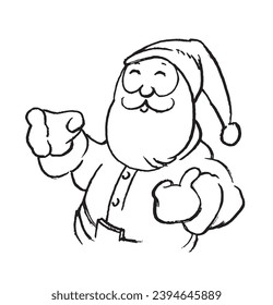 Santa Claus showing empty copy space for advertisement or product,Santa Claus held out his empty hands, vintage style,vector illustration,Cartoon Santa Claus 