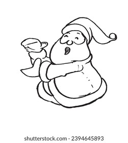 Santa Claus showing empty copy space for advertisement or product,Santa Claus held out his empty hands, vintage style,vector illustration,Cartoon Santa Claus 