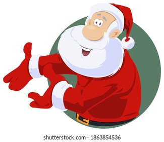 Santa Claus showing something. Illustration for internet and mobile website. Stock image.