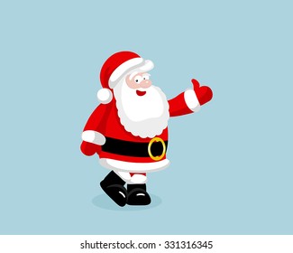 Santa Claus showing thumb up. Vector illustration. EPS 8. No transparency. No gradients.