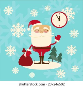 Santa Claus shows the clock  illustration