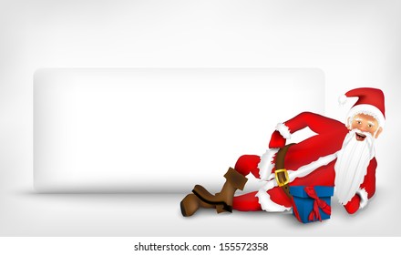 Santa Claus with a sign for text
