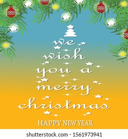 Santa Claus signboard. Merry Christmas and Happy New Year Holiday greeting card.editable text