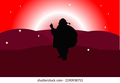 santa claus  Silhouette Moonlight Vector Illustration