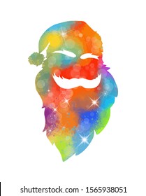 Santa Claus silhouette multi-colored head. Vector illustration