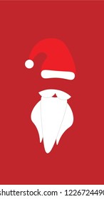 Santa Claus silhouette on red background, simple design vector.