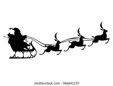 Santa Claus Silhouette With Reindeer