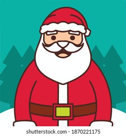 santa claus  simple vector with green bacground. 