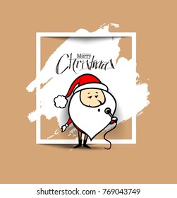 Santa Claus is singing Christmas songs, vector background.