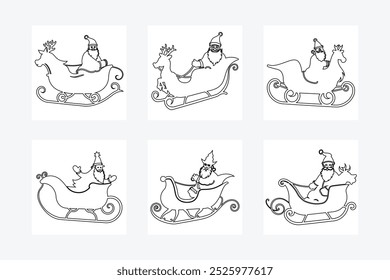Santa Claus Single Line Art Outline Vector Illustration | Minimalist Christmas Design
