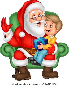 Santa Claus sitting with a little cute boy