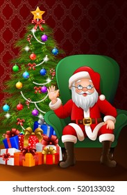 Santa Claus sitting in the living room 