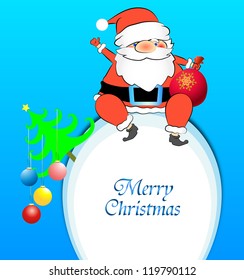 Santa Claus sitting on the snow, holiday cards