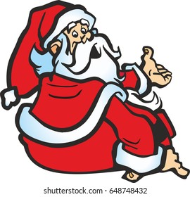 Santa Claus sitting and pointing