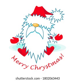 Santa Claus is sitting and wishing Merry Christmas. Hand drawn vector.