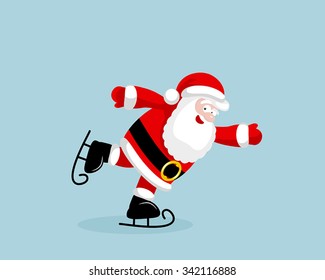 Santa Claus skating. Vector illustration. EPS 8. No transparency. No gradients.