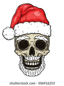 Santa claus skull. Cartoon skull. The skull of Santa Claus. Cartoon skull. 