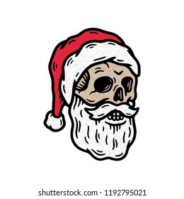 SANTA CLAUS SKULL GRUNGE TEXTURE WHITE BACKGROUND