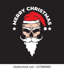 santa claus skull illustration vector