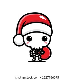 diseño de vector de cráneo santa claus