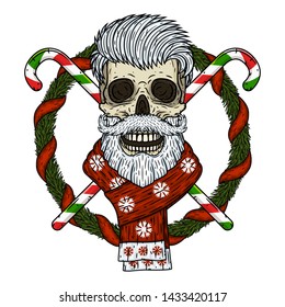 Santa Claus skull. Vector illustration