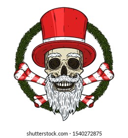 Santa Claus skull. Vector illustration