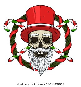 Santa Claus skull. Vector illustration