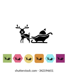 Santa Claus sled with rain deer icon 