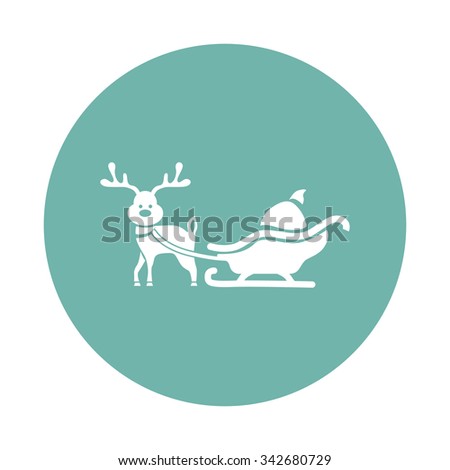 Santa Claus sled with rain deer icon 